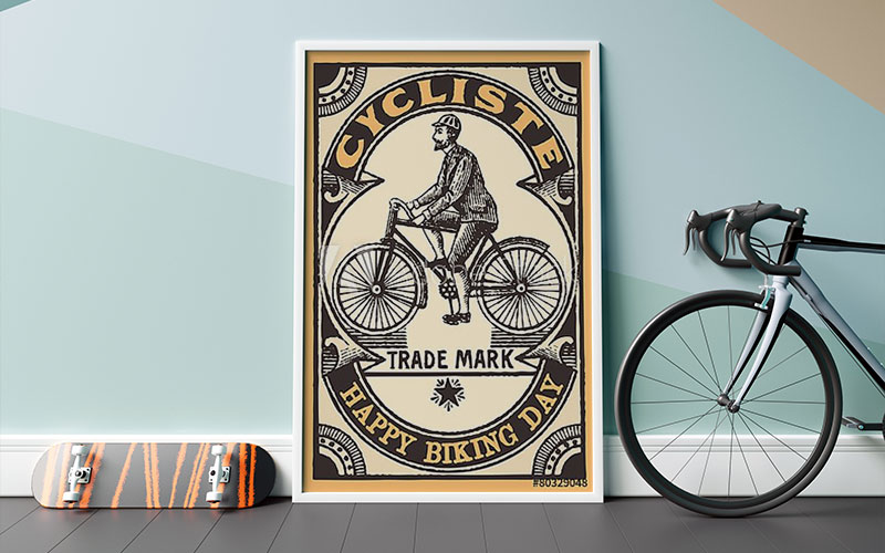 Ретро-постер со старинным велосипедом в подарок велосипедисту