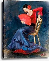 Постер Марго Миро Танцовщица фламенко с красным веером