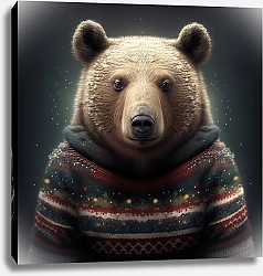 Постер Татьяна Кочнева Медведь в рождественском свитере