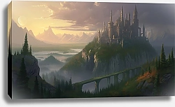 Постер Виктор Липников Фэнтези пейзаж замок на скале