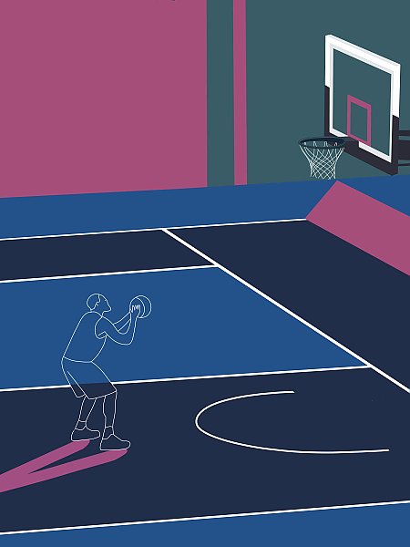 Pink-colored basketball