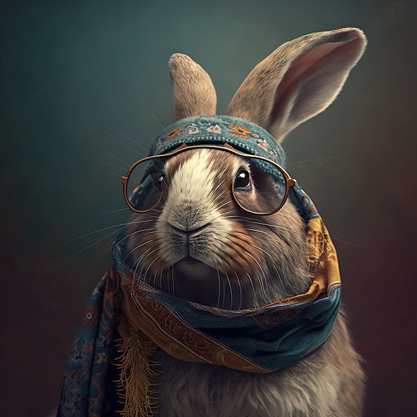 Кролик в шарфе и очках