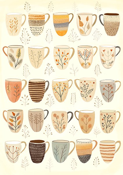 Иллюстрация осенние чашки
