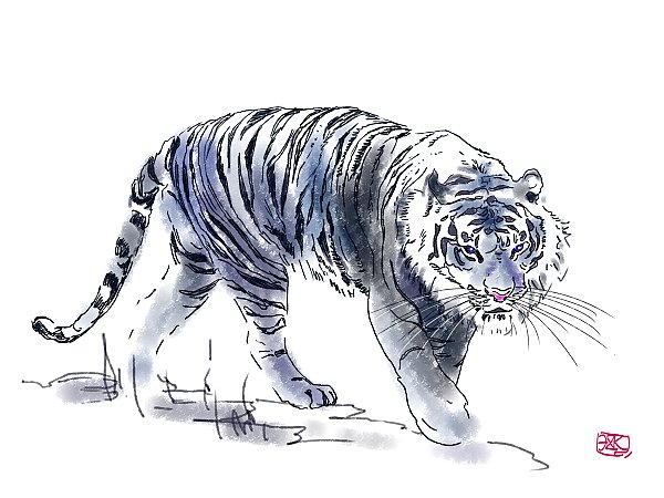 Скучающий синий тигр