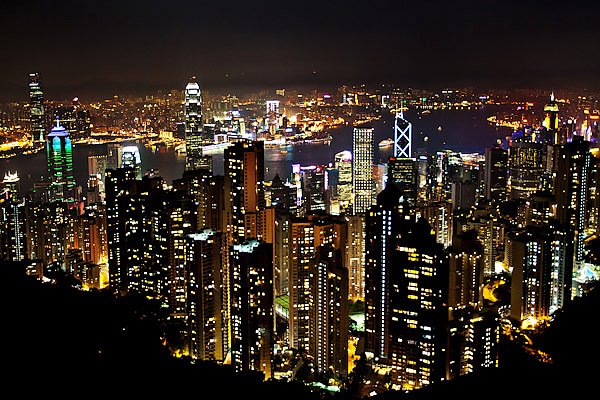 Ночной Гонконг, вид с Пика Виктории