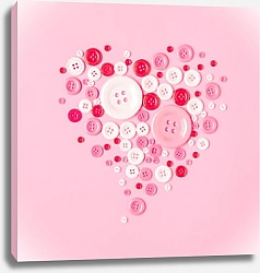 Постер Сердце из пуговиц на розовом фоне