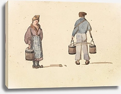 Постер Пойнтер Эмброуз Sketches from Life in Paris; Woman and Man Carrying Buckets