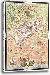 Постер Дево Жак Plan of Le Havre in 1583, 'Les Premiers Oeuvres de Jacques Devaulx Pillote en la Marine'