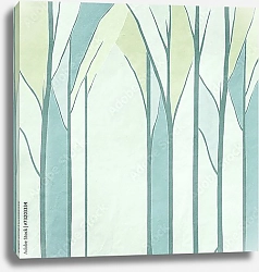 Постер Стволы деревьев в весеннем лесу