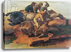 Постер Жерико Теодор Four Jockeys Galloping