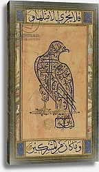 Постер Школа: Персидская 19в. A 19th century Persian calligraphic inscription in the shape of a falcon