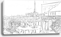 Постер Париж в Ч/Б рисунках #11