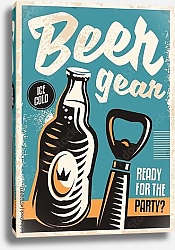 Постер Бутылка для пива и открывалка для пива