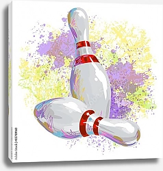 Постер Кегли для боулинга в брызгах краски