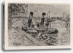 Постер Синьяк Поль (Paul Signac) Paris, Le Pont des Arts avec Remorqeurs