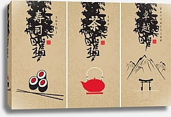 Постер Три плаката для японской кухни