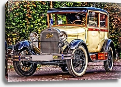 Постер Старинный золотой автомобиль