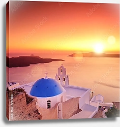 Постер Греция. Санторини на закате 