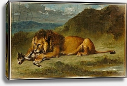 Постер Делакруа Эжен (Eugene Delacroix) Lion Devouring a Goat, c.1850