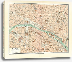 Постер Карта центральной части Парижа, конец 19 в.