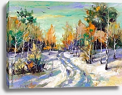 Постер Зимняя дорога в лес