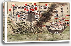 Постер Школа: Китайская 19в. Naval battle scene at the Dagu or Taku Forts, Second Opium War, 1859