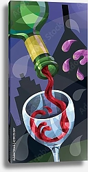 Постер Иллюстрация с вином, льющимся в бокал