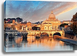Постер Италия. Рим. Мост Святого Ангела через реку Тибр