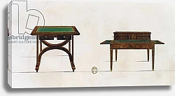 Постер Лебу‑де‑ла‑Месанжер Пьер Writing table and writing desk, plate 436, illustration from Collection de meubles et objects de gout, 1831, by Pierre-Antoine Leboux de La Mesangere