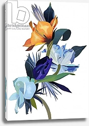 Постер Хируёки Исутзу (совр) Light blue flowers and orange flowers