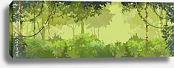 Постер Зеленый тропический лес с лианами