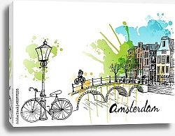 Постер Амстердам, городской эскиз