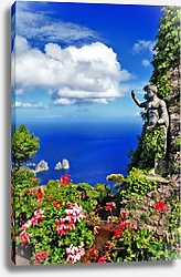Постер Италия. Капри. Вид и статуя