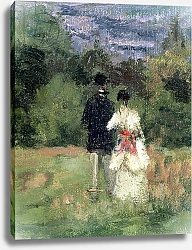 Постер Писсарро Камиль (Camille Pissarro) Louveciennes, detail of lovers
