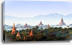 Постер Панорама храмов Баган на рассвете, Мьянма