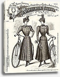 Постер Женская ретро одежда для велопрогулок