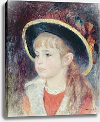 Постер Ренуар Пьер (Pierre-Auguste Renoir) Portrait of a Young Girl in a Blue Hat, 1881