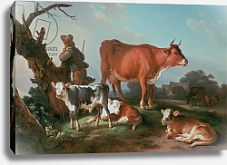 Постер Хью Жан-Батист Pastoral scene with a cowherd