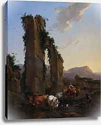 Постер Берхем Николас Крестьяне у разрушенного акведука