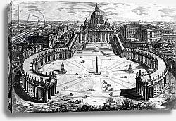 Постер Пиранези Джованни Bird's-eye view of St. Peter's Basilica and Piazza, form the 'Views of Rome' series, c.1760