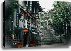 Постер Улица с красными фонарями, Хайкоу, Китай