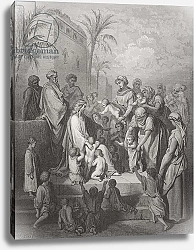 Постер Доре Гюстав Jesus Blessing the Children, illustration from Dore's 'The Holy Bible', engraved by Pannemaker, 1866