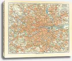 Постер Карта Лондона с пригородами