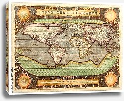 Постер Древняя карта мира, 1587