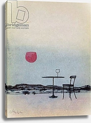Постер Адамсон Джордж (совр) Displaced red wine from glass on outside table becomes the Setting Sun