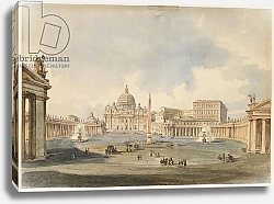 Постер Каффи Имполито View of Saint Peter's Square and Basilica in Rome, c. 1846