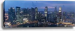 Постер Сингапур. Ночная панорама