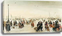 Постер Аверкамп Хендрик Наслаждаясь льдом возле города (1620)