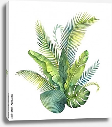 Постер Букет тропических листьев и ветвей