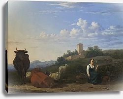 Постер Дуджардин Карел Женщина со скотом и овцой